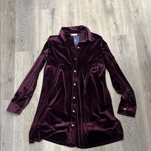 Velvet Button-Up Dress